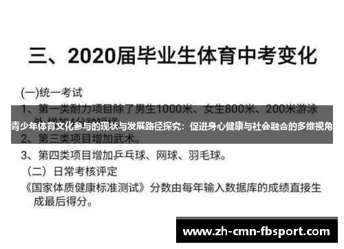 青少年体育文化参与的现状与发展路径探究:促进身心健康与社会融合的多维视角 青少年体育文化参与的现状与发展路径探究:促进身心健康与社会融合的多维视角