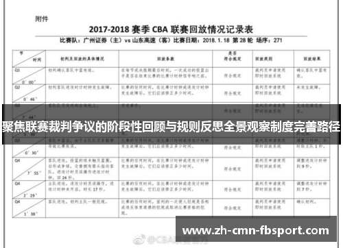 聚焦联赛裁判争议的阶段性回顾与规则反思全景观察制度完善路径